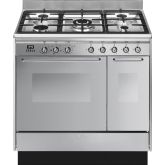 Smeg CC92MX9 90cm Double Cavity Dual Fuel Range Cooker, Stainless Steel