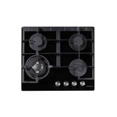 NordMende HGX603BGL 60cm Gas Hob with Cast Iron Pan Supports Black Glass