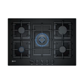 Neff T27CS59S0 Black/Glass, 75 Cm 5 Burner Gas Hob Cast Iron Supports