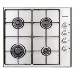 NordMende HGE603IX 60cm 4 x Burner Gas Hob Enamel Pan Supports Stainless Steel