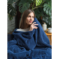 Dreamland 16821C Navy Relaxwell Luxury Heated Throw