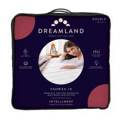 Dreamland 16886C White, Snowed In Organic Cotton Warming Single Mattress Protector