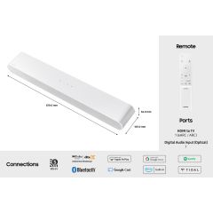 Samsung HW-S61D/XU White, 5.0Ch Dolby Atmos All In One Soundbar Bluetooth Wifi 