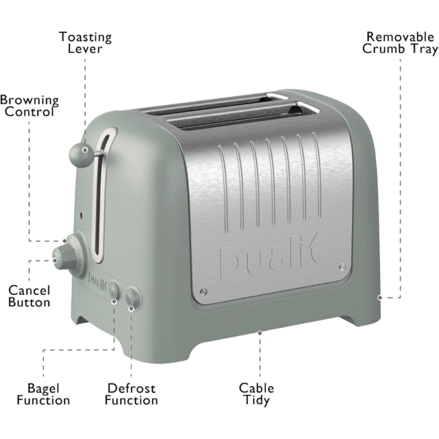 Dualit 26216 Sage Green 2 Slice Lite Toaster