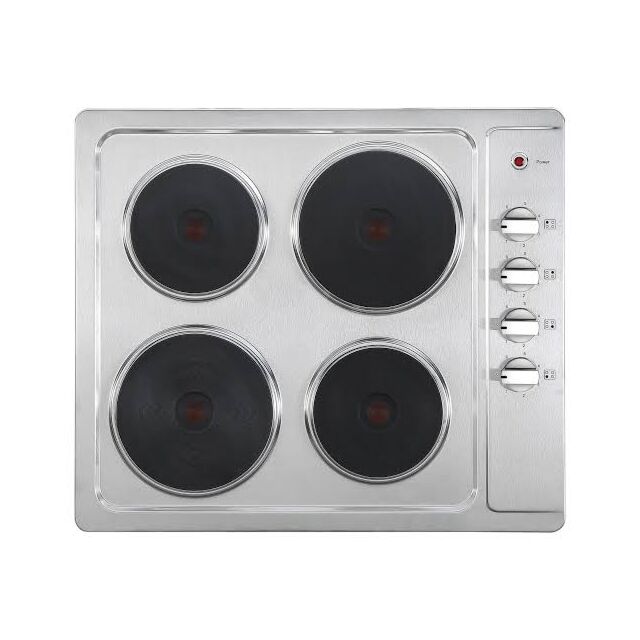 Montpellier SP601IX S / Steel, Solid Plate Electic Hob 4 Quick Heat Rings