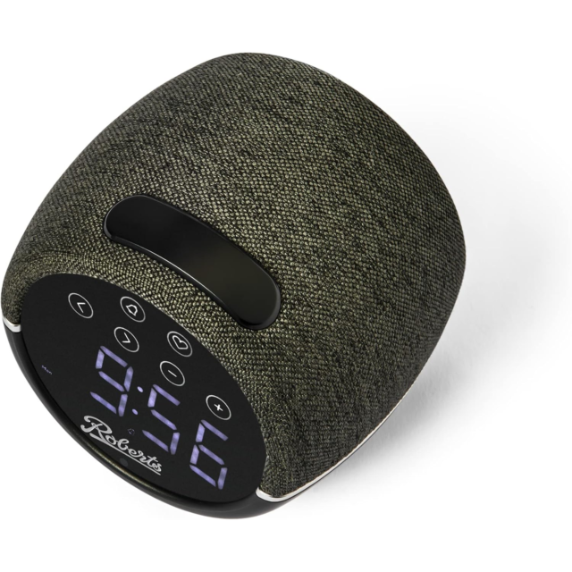 Roberts ZEN Black FM clock radio with device charging