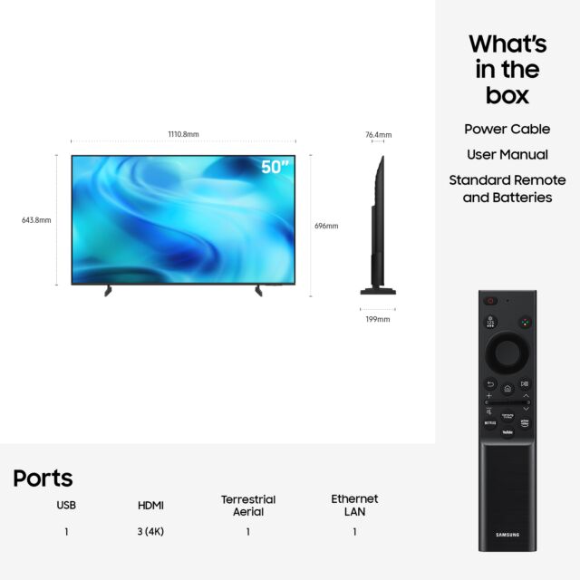 Samsung UE50U8020H Black, 50inch Led 4K Uhd Hdr10+ Smart TV