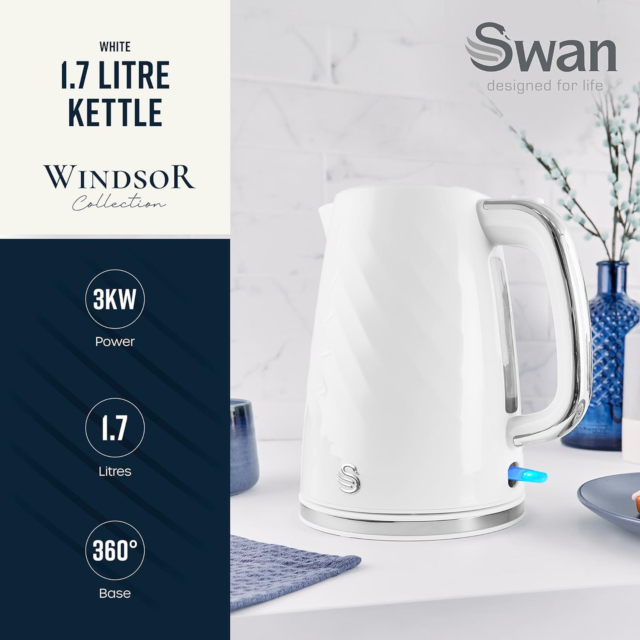 Swan SK14611WH White Windsor Cordless Kettle