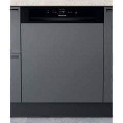 Hotpoint H3BL626BUK Black, Semi Integrated Dishwasher. 14 Place Setting. E Energy. 46Db